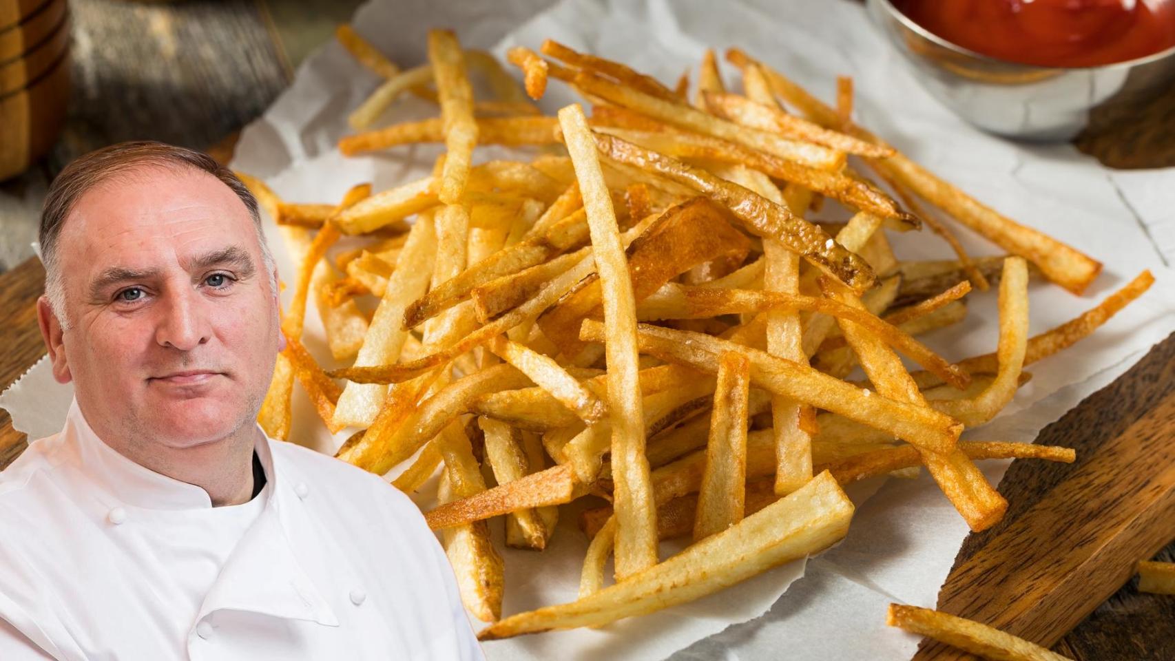 José Andrés, chef, en un montaje de El Español