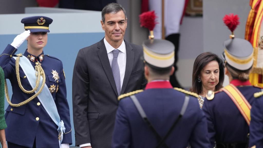 Pedro Sánchez, durante el desfile.