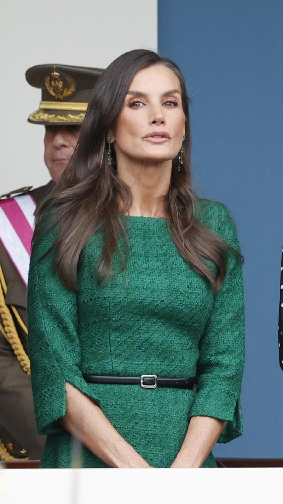 La reina Letizia, en los actos conmemorativos del Día de la Hispanidad.