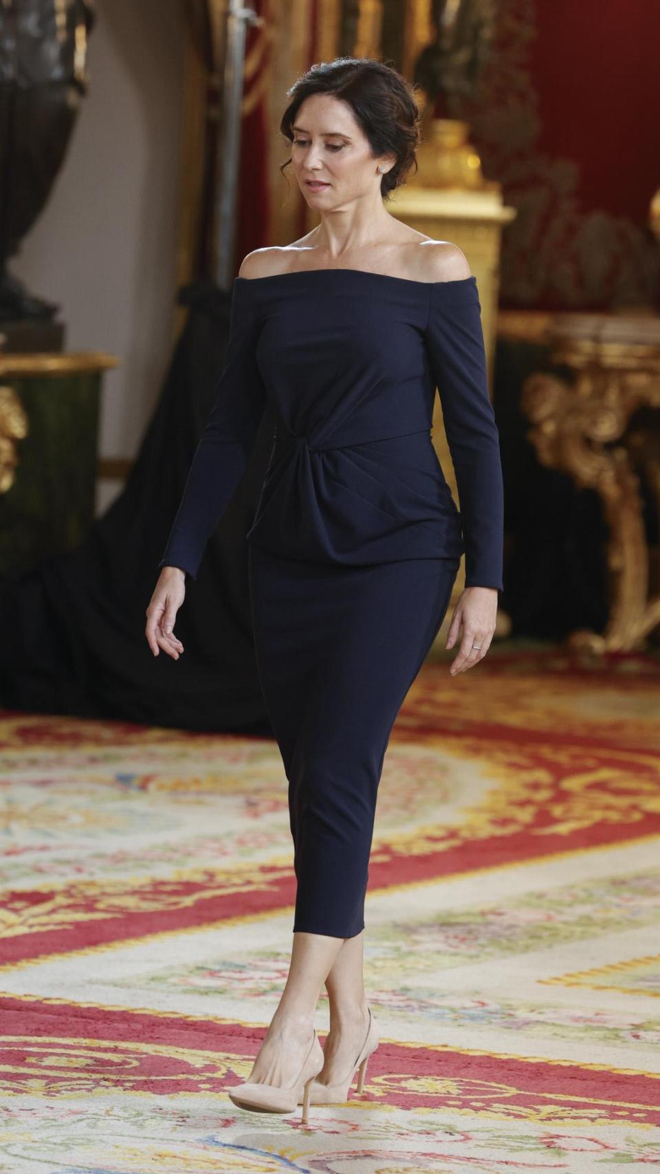 Isabel Díaz Ayuso, en la recepción ofrecida por la Familia Real en el Palacio Real de Madrid en el Día de la Hispanidad.