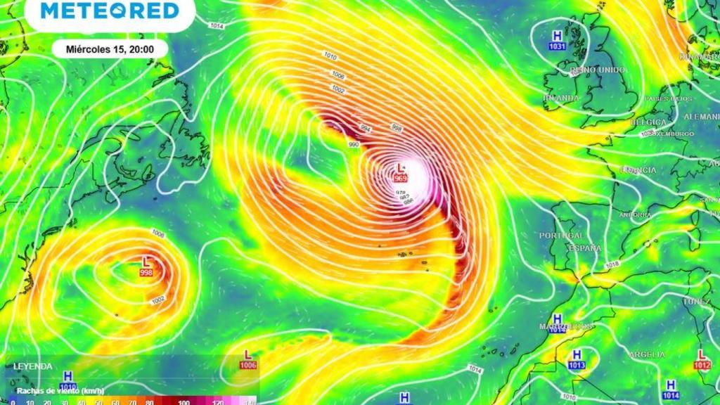 Las bajas presiones que se formarán sobre el Atlántico en dirección a España. Meteored.
