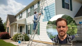 Montaje de Pablo con un pintor en una imagen creada con IA