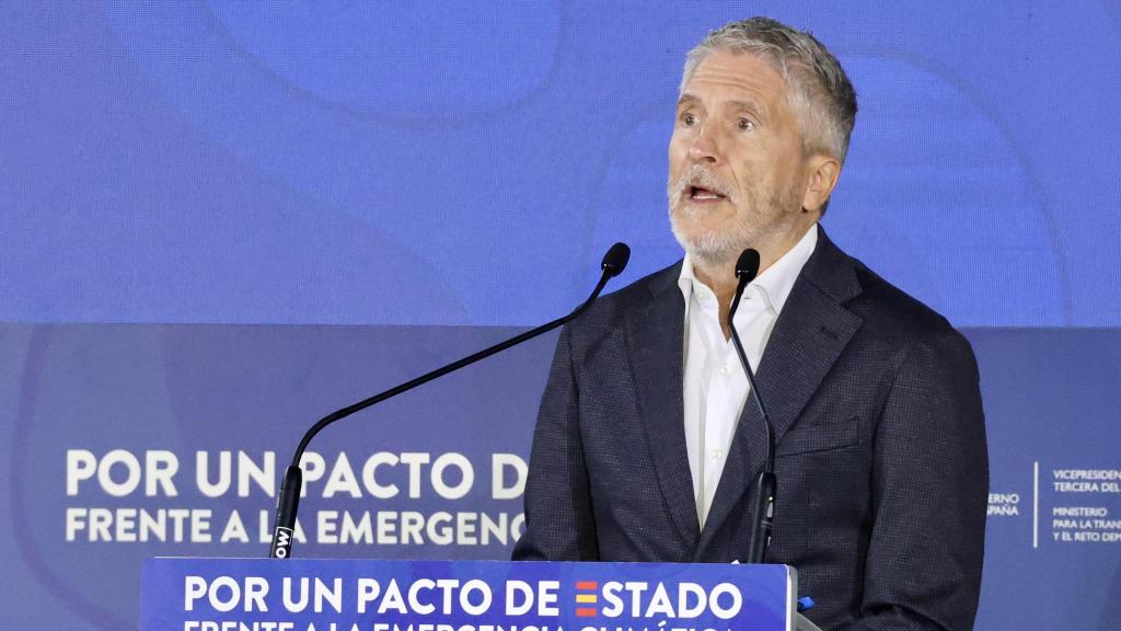 El ministro del Interior, Fernando Grande-Marlaska, durante su intervención en la convención sobre el Pacto de Estado para la Emergencia Climática, este lunes en Ponferrada