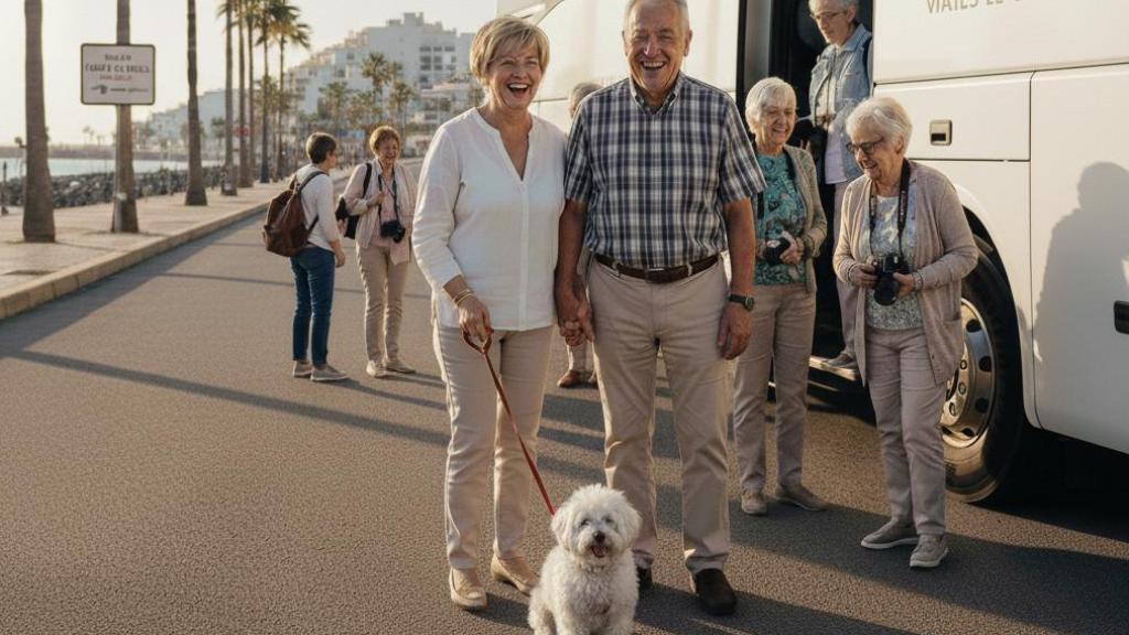 Dos jubilados con sus mascotas.
