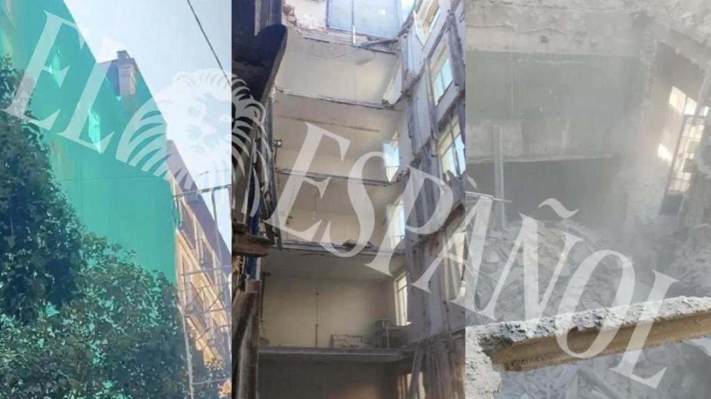 El interior del edicio tras el derrumbe.