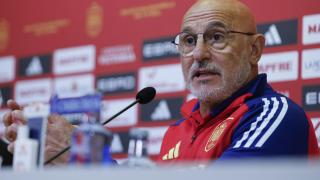 Luis de la Fuente, en una rueda de prensa en Las Rozas.