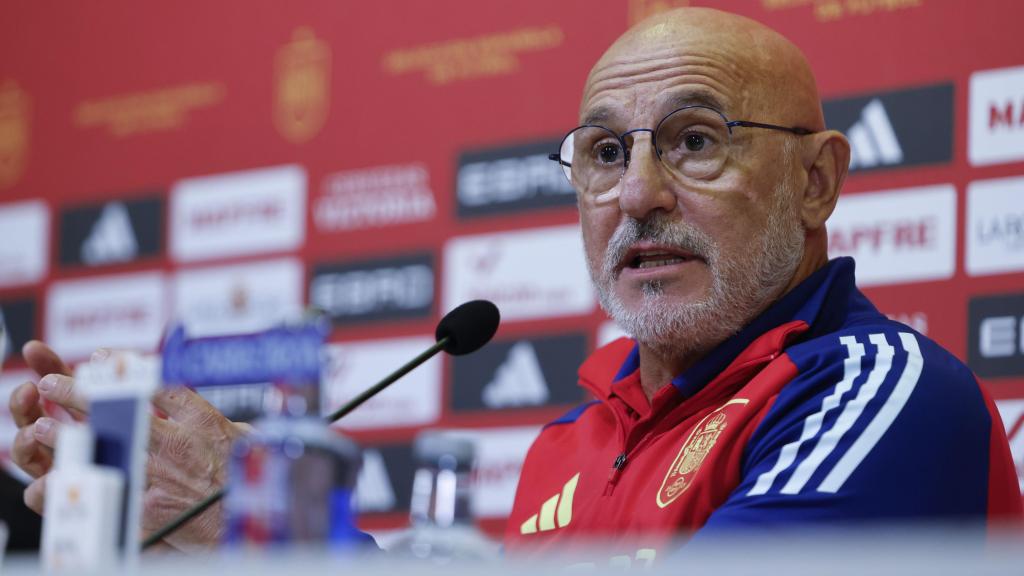 Luis de la Fuente, en una rueda de prensa en Las Rozas.