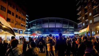 Protesta contra la presencia del Maccabi Tel Aviv en Madrid.