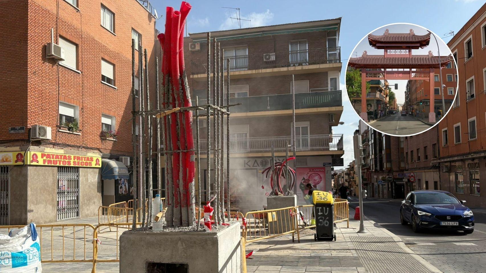 Estado de la construcción actualmente de los arcos chinos en Usera.