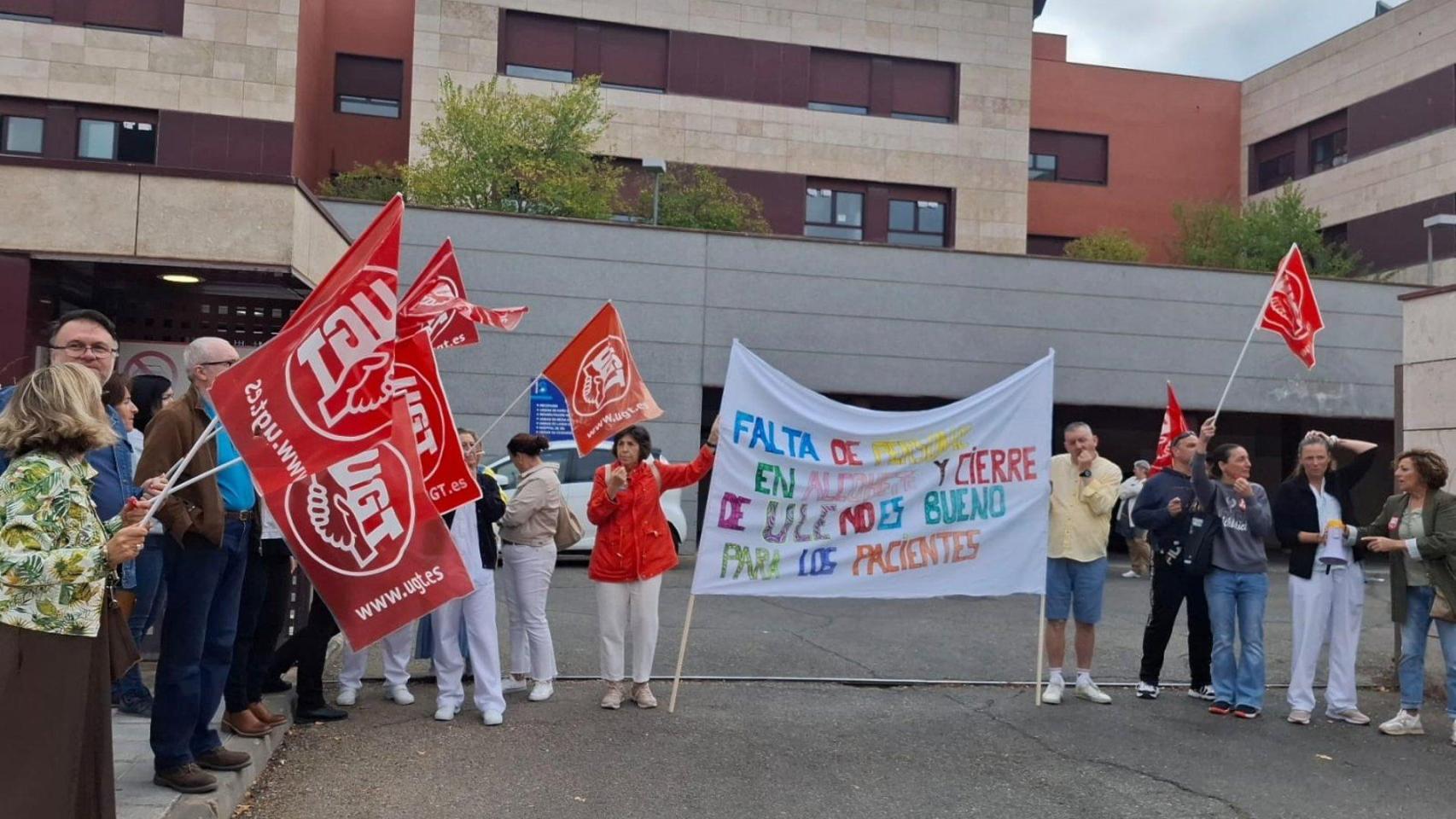 Concentración de los trabajadores y trabajadoras de la Unidad de Larga Estancia Psiquiátrica de Guadalajara.