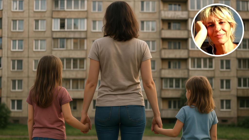 Montaje generado con IA de una madre con sus hijas y Sonia