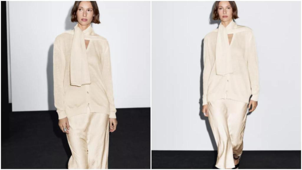 Cárdigan con fular de Massimo Dutti. Ref: 5714/737