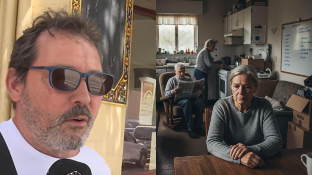 José María y una imagen de varias personas mayores compartiendo piso generada con IA.