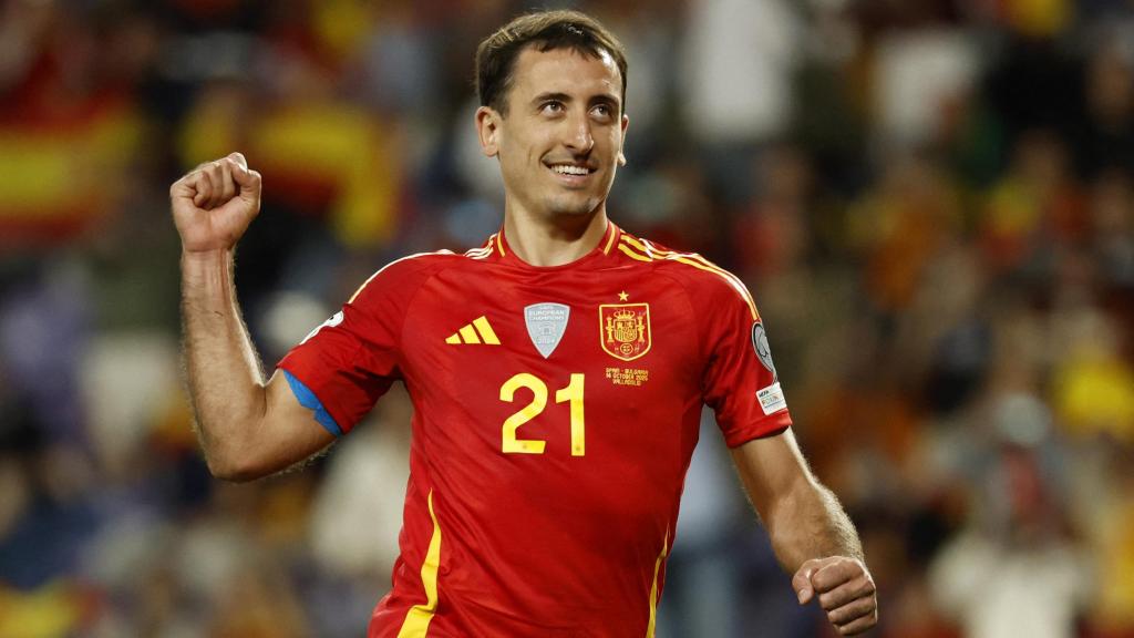 Oyarzabal celebra el gol marcado ante Bulgaria.