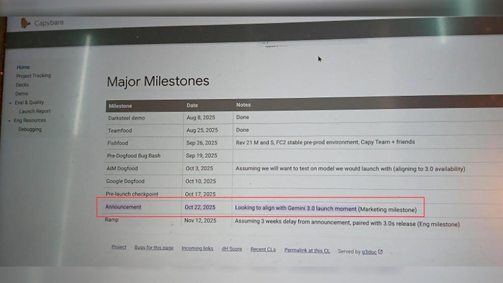 La imagen filtrada con la fecha del anuncio de Gemini 3.0