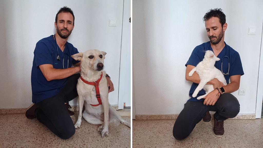 Khalil junto a dos de sus 'pacientes'.