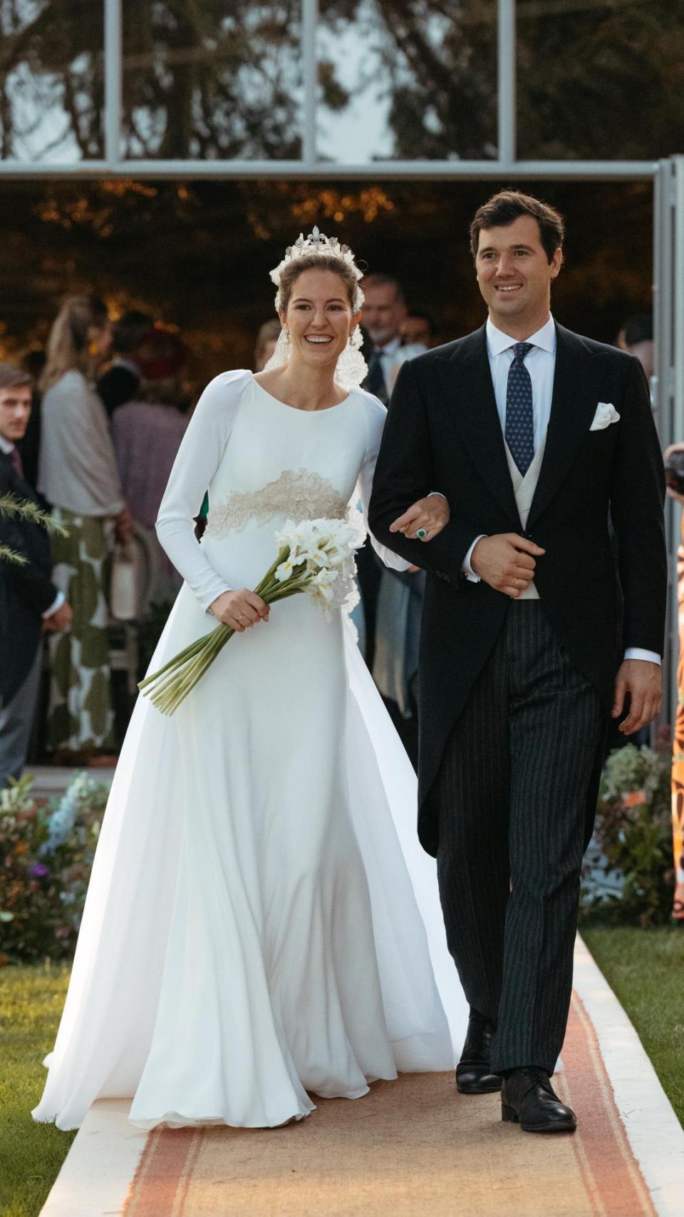 Victoria López-Quesada, en su boda con Enrique de la Cova.