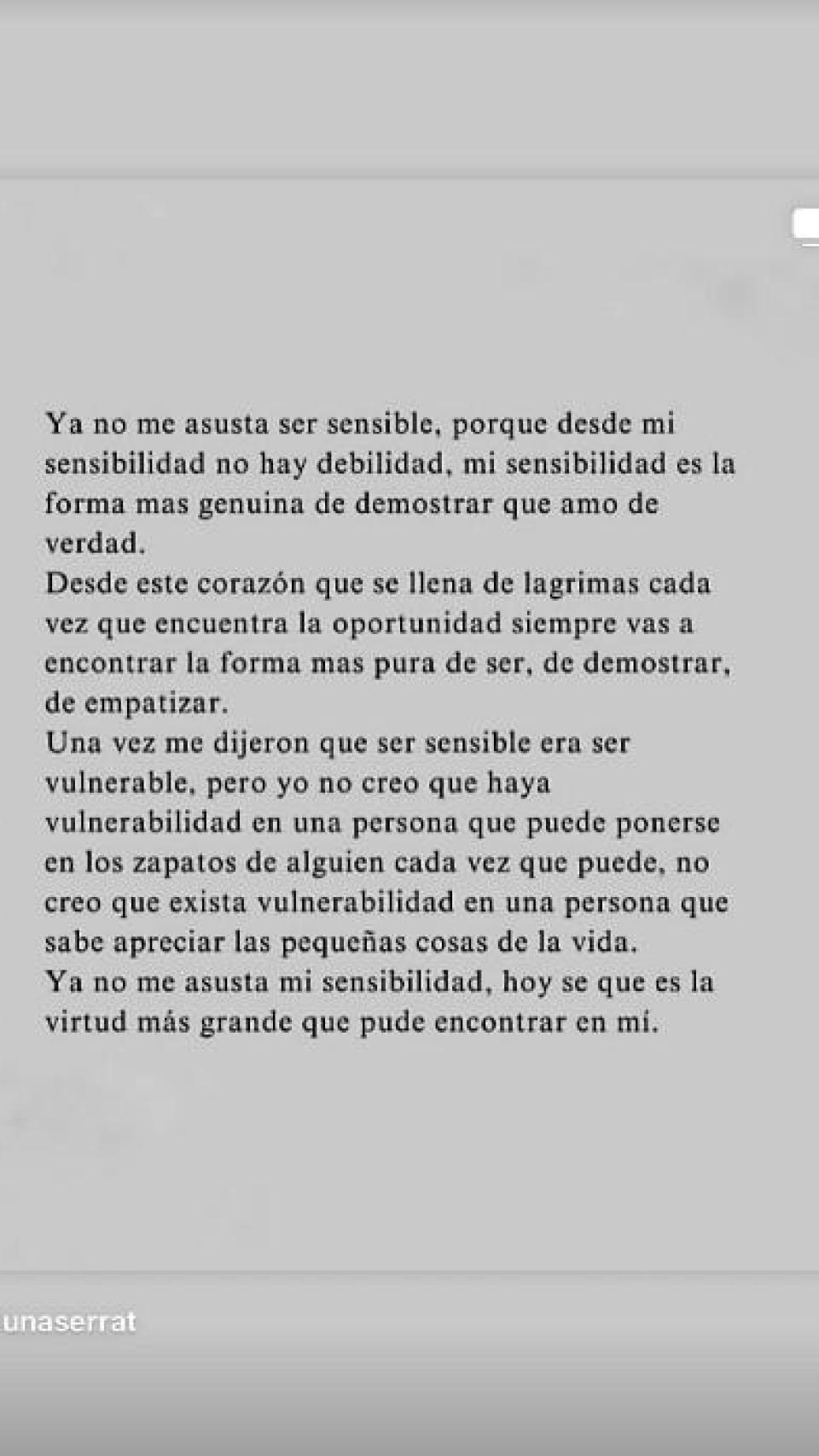 El escrito que ha compartido Marina Romero.