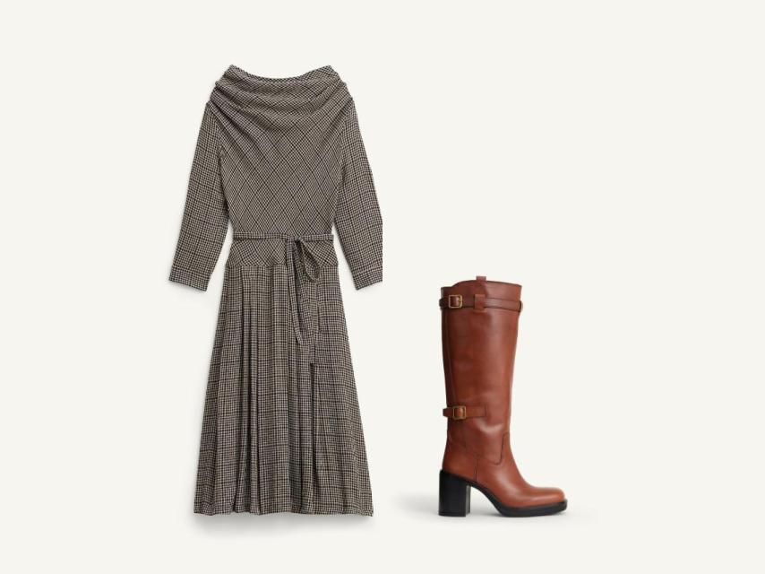 Vestido de lana y botas marrones de la nueva colección de Zara Studio