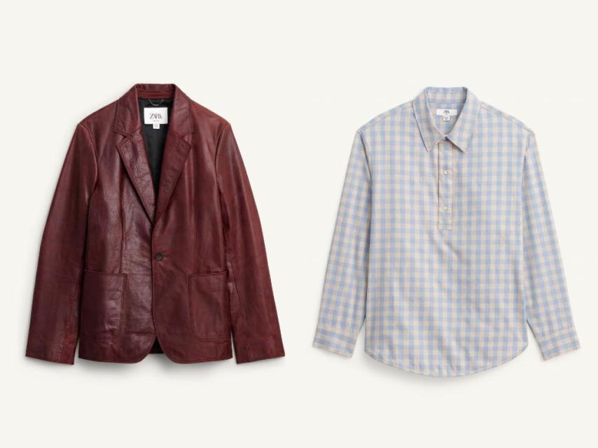 Chaqueta de cuero y camisa estampada de la nueva colección de Zara Studio