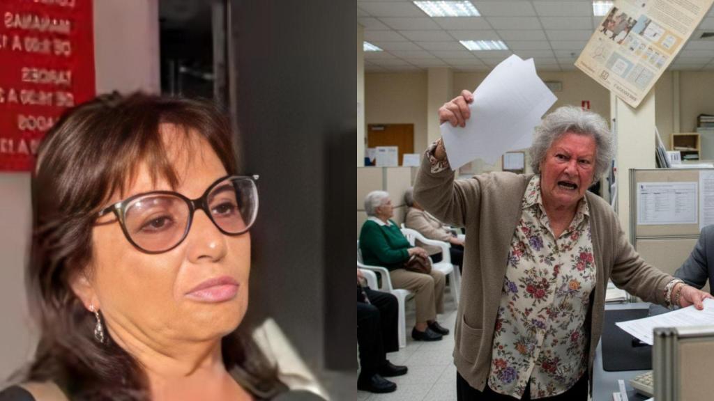 La jubilada entrevistada y una pensionista enfadada generada por IA.