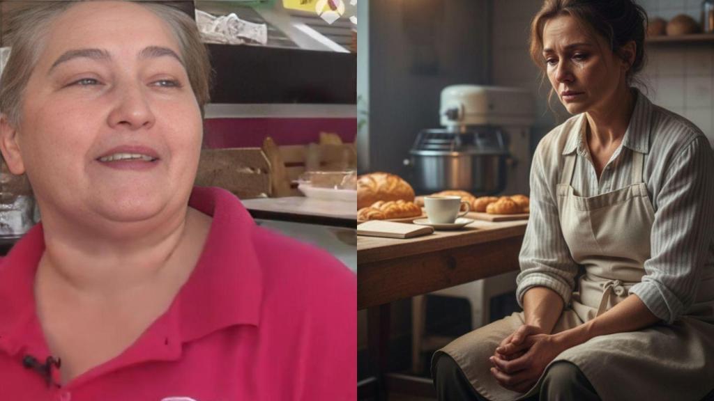 Eli y una panadera creada con IA.