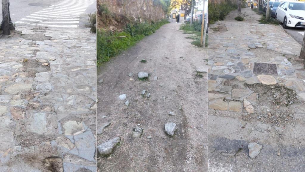 Aceras en mal estado en la calle Manuel Olivié, Vigo