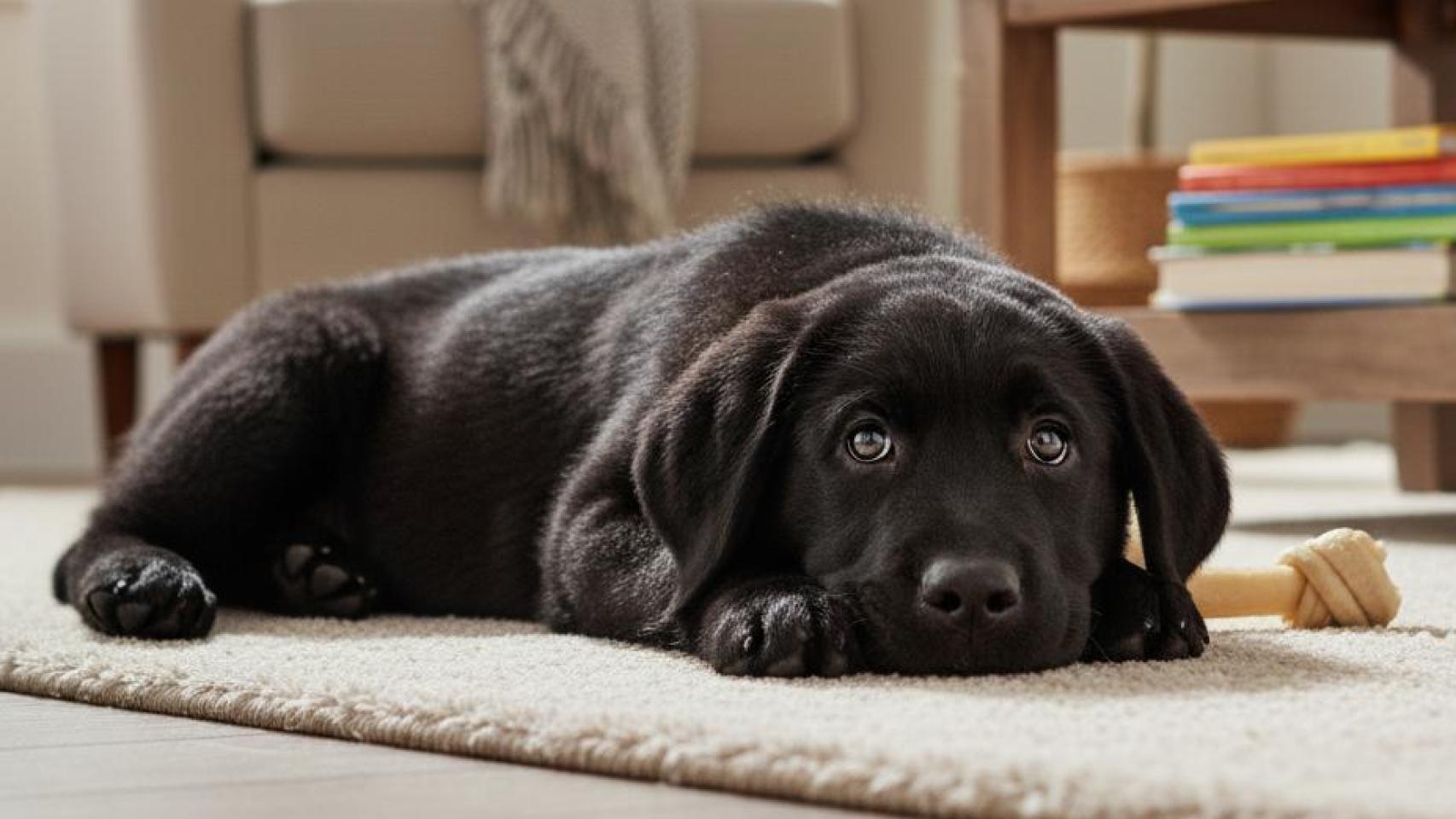 Un cachorro de perro en casa.