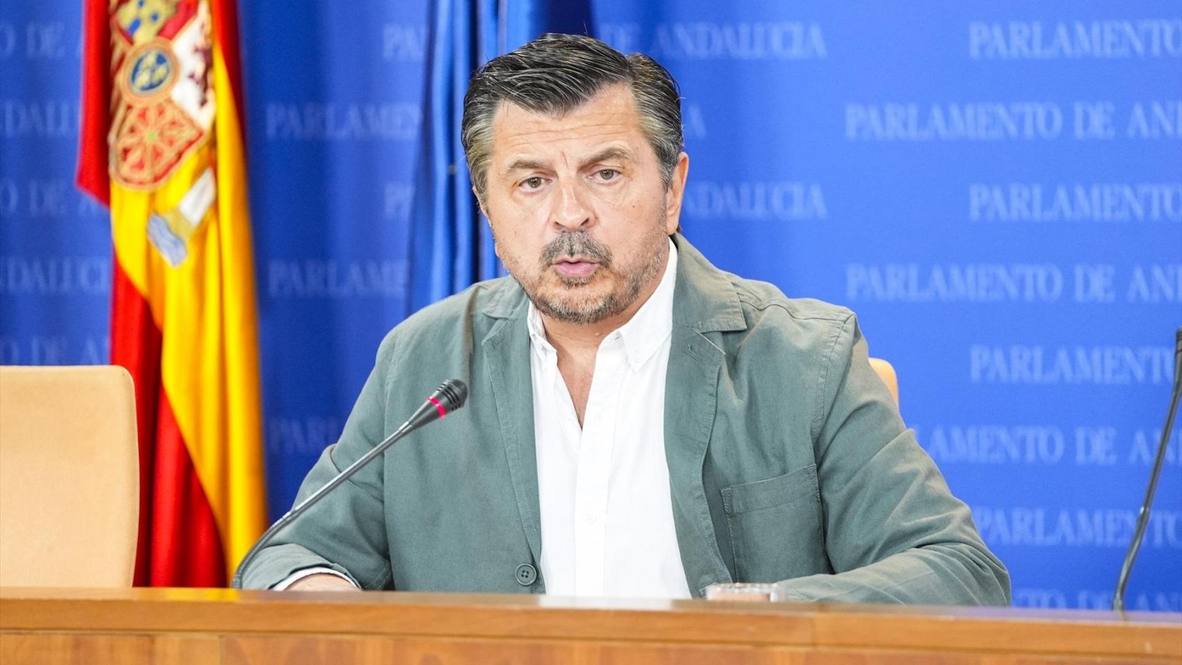 Toni Martín, este miércoles en el Parlamento de Andalucía.