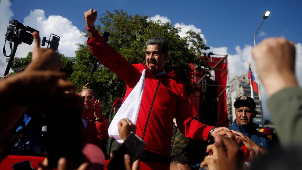 El presidente de Venezuela, Nicolás Maduro, en una manifestación para conmemorar el Día de la Resistencia Indígena, en Caracas el pasado domingo.