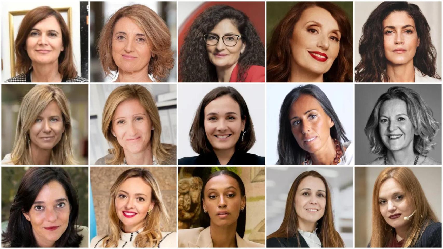 De izquierda a derecha y de arriba a abajo: Minia Manteiga, Amparo Alonso, Rosa Carabel, Luz Casal, Nerea Barros, María Borras, Mónica Rey, Adriana Domínguez, Felipa Jove, Flora Pérez, Inés Rey, Fabiola García, Ana Peleteiro, María Couto y Águeda Ubeira
