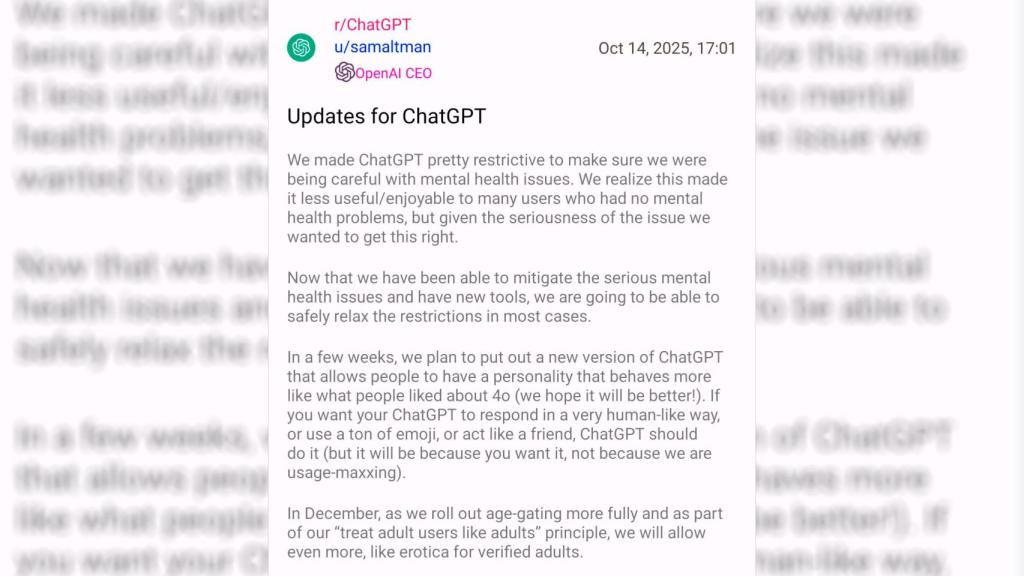 El anuncio hecho por el propio Sam Altman, CEO de OpenAI