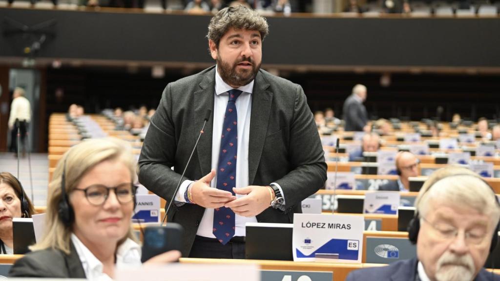 López Miras, este miércoles, durante su intervención en el pleno del Comité Europeo de las Regiones, con motivo del debate sobre defensa de la UE.