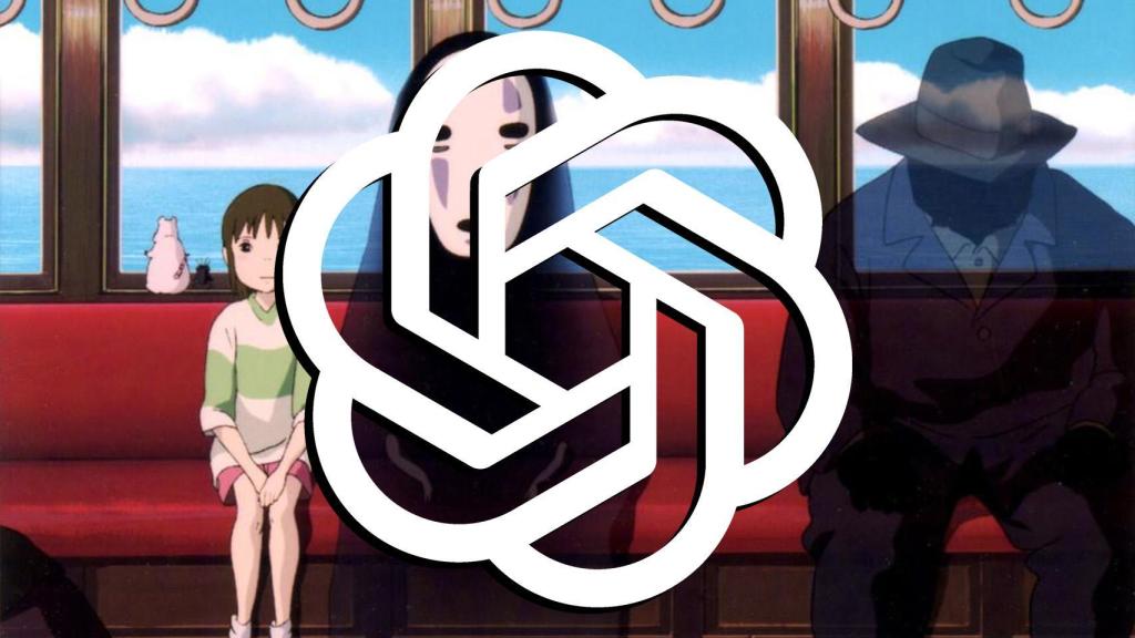 Fotomontaje con un fotograma de El Viaje de Chihiro y el logo de ChatGPT.