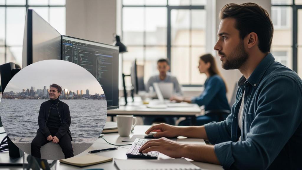 Montaje de Álvaro con un ingeniero de software en una imagen creada con IA.