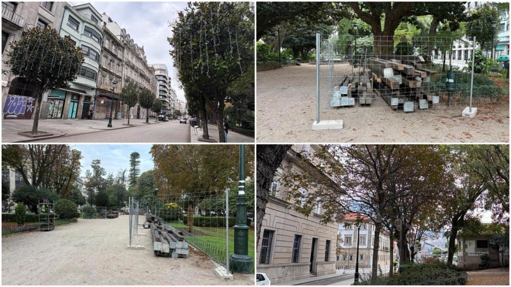 Navidad en Vigo: comienza la instalación del Cíes Market en la Alameda con polémica