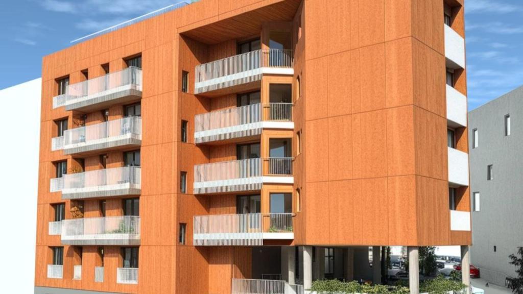 Imagen oeste del proyecto de edificio.