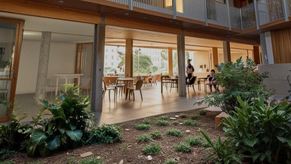 Imagen del proyecto de patio del edificio.