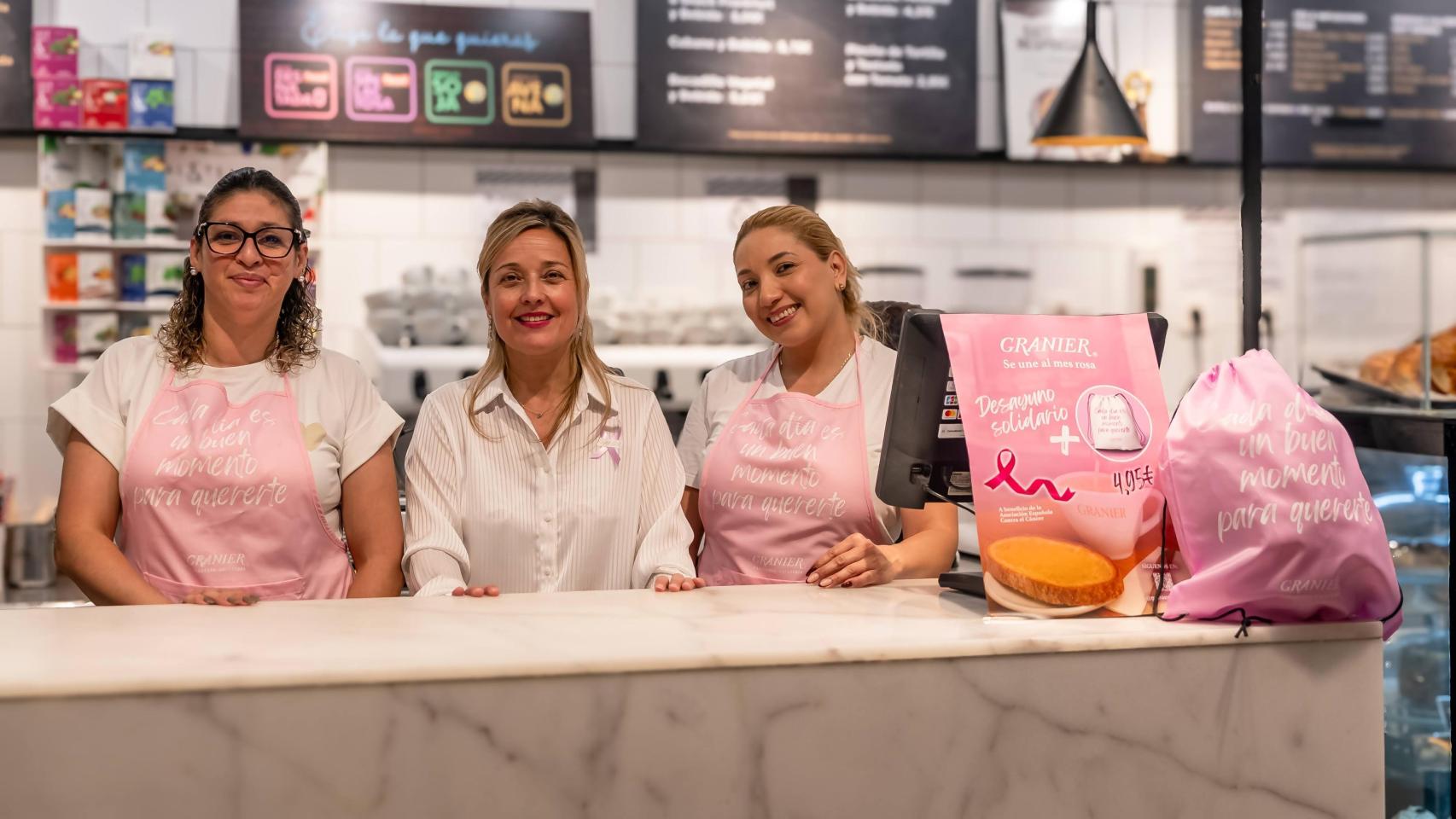 Andreina, dependienta, Sandra Sanz, gerente de Granier Zaragoza y Jenny, dependienta.