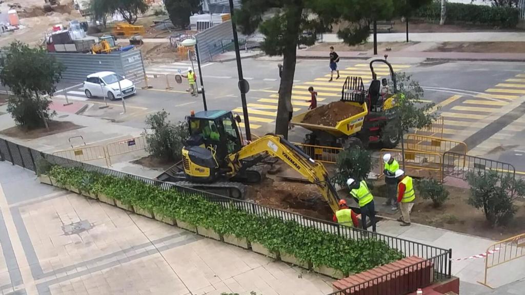 Las máquinas, en la zona de la avería.