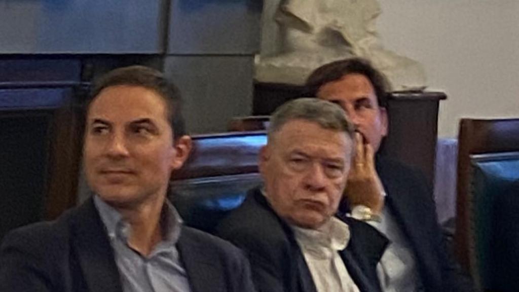 Juan Lobato, Jordi Sevilla e Ignacio Aguado durante el debate celebrado este jueves en el Círculo de Bellas Artes de Madrid.