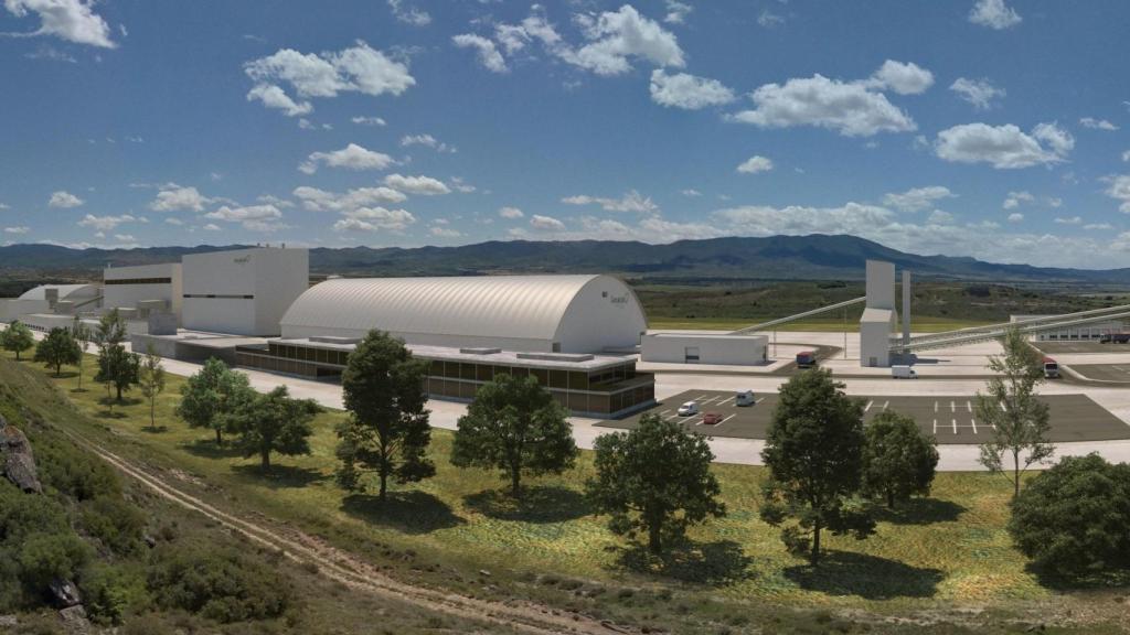 3D de instalaciones proyectadas en suelo navarro del proyecto Mina Muga de la empresa Geoalcali.