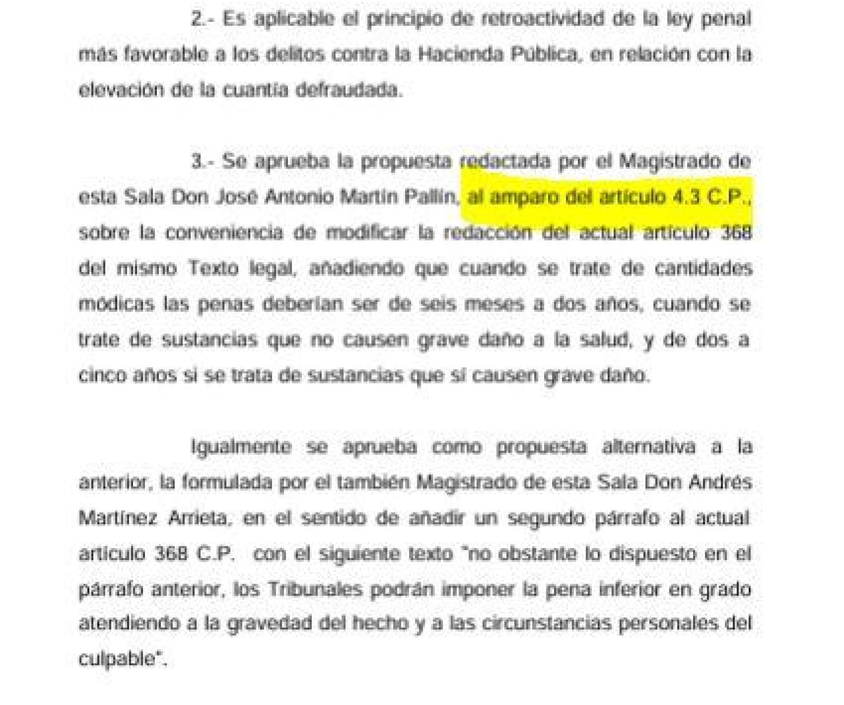 Propuesta del Tribunal Supremo para reformar los delitos de tráfico de drogas./
