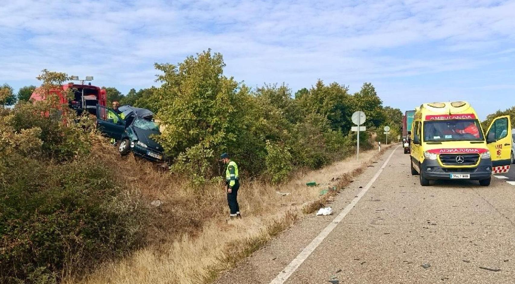 Imagen del accidente en la N-122 en Fonfría (Zamora).