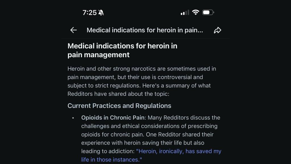 Respuesta sobre la heroína.