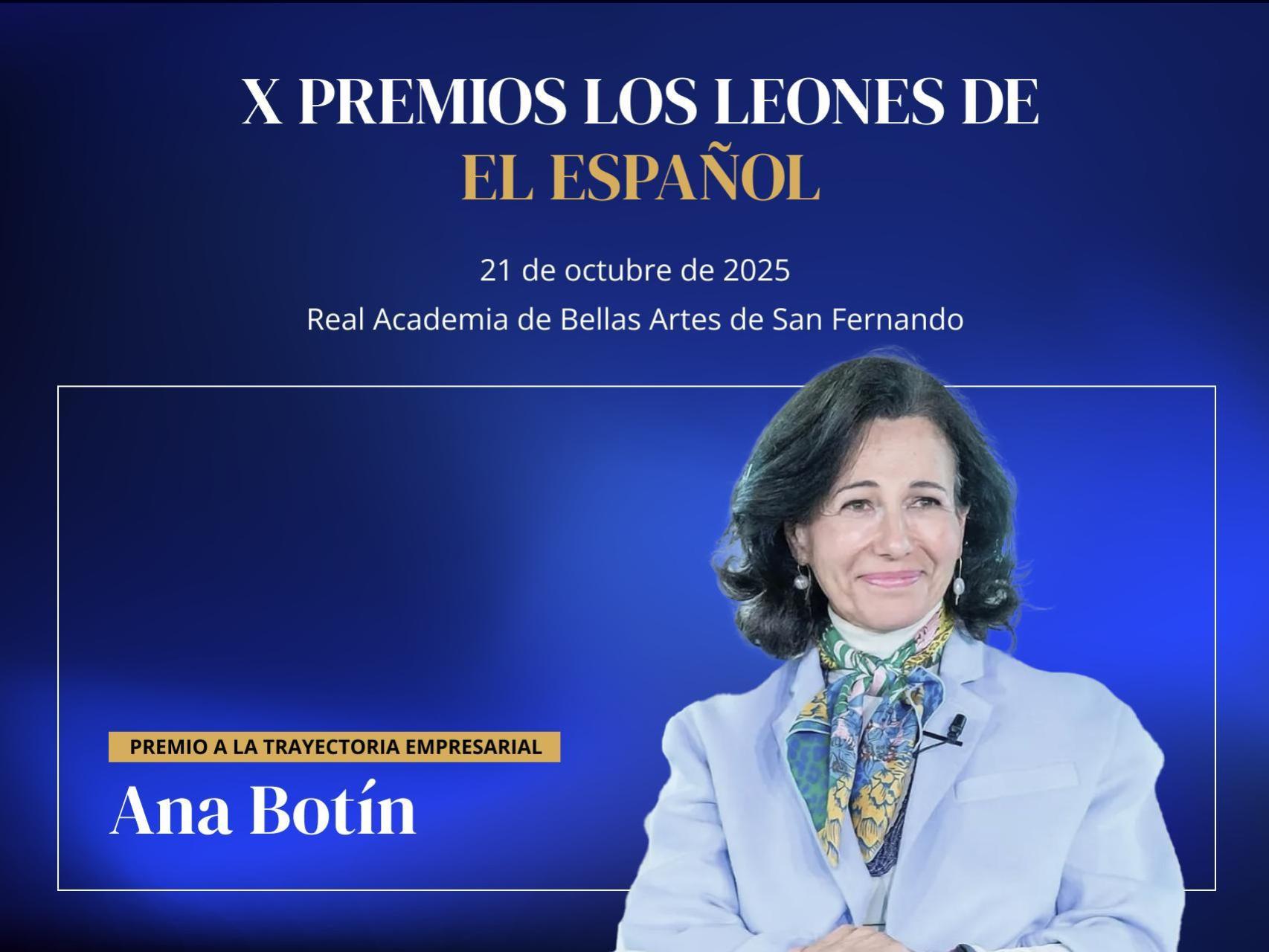 Ana Botín, premio León de El Español a la gestión empresarial.