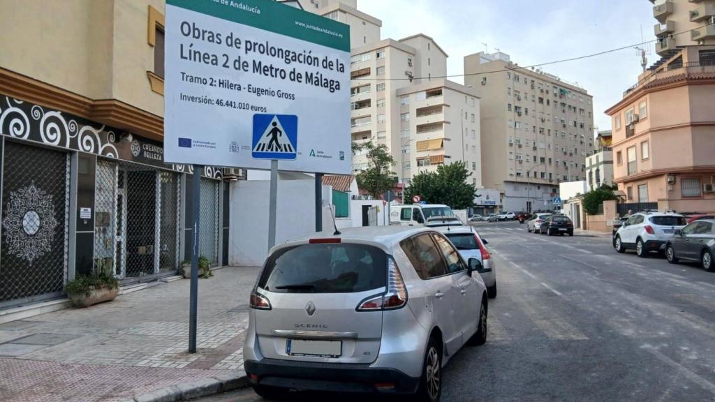 Imagen de la calle Santa Elena, afectada por las obras del Metro de Málaga.