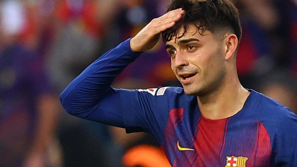 Pedri celebra el gol marcado ante el Girona.