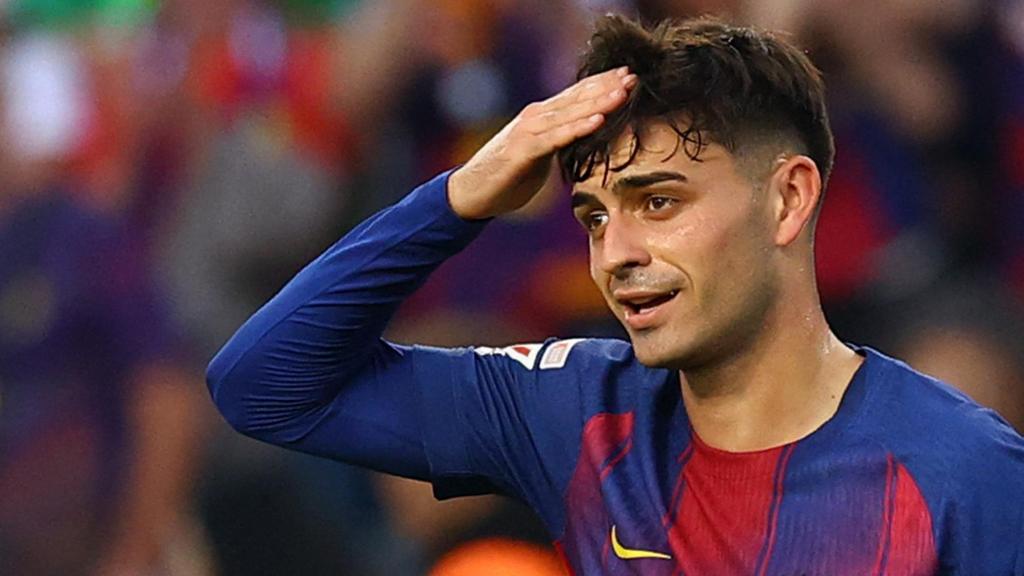 Pedri celebra el gol marcado ante el Girona.