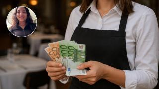 Imagen generada por IA de una joven camarera y de Daniela.